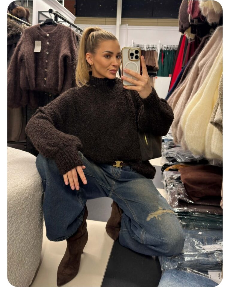 Golf sweter BAMBINI brązowy bukla 36 38 40 42 44 46 48