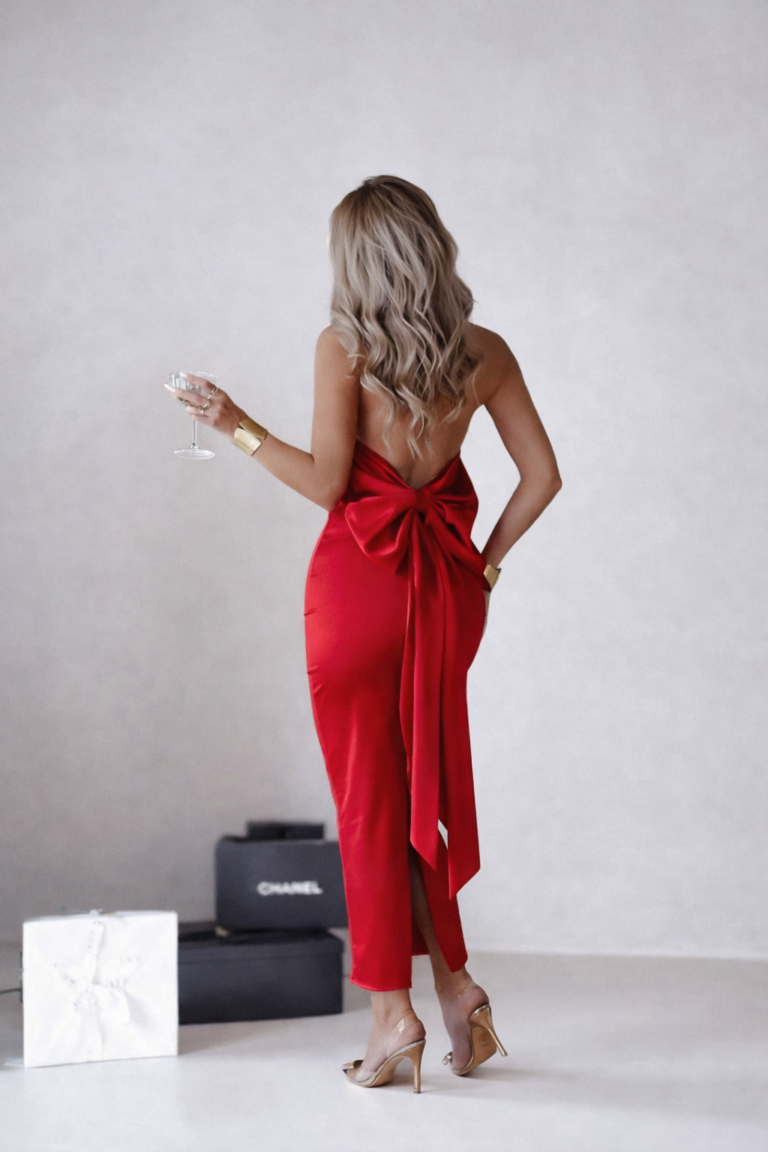 Sukienka czerwona midi KOKARDA 34/XS