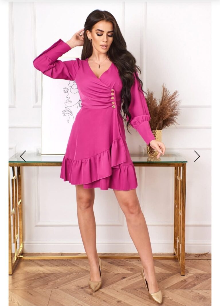 Sukienka MEGAN różowa fuksja 42/XL kopertowa