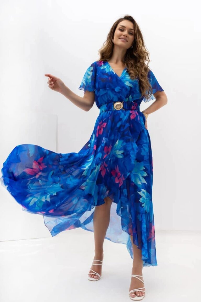 Sukienka chabrowa SOFIA 46/48 kwiatowa długa