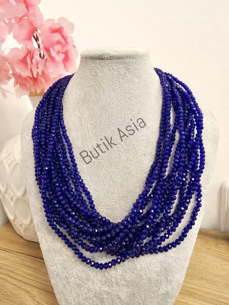 Naszyjnik koraliki niebieski chabrowy