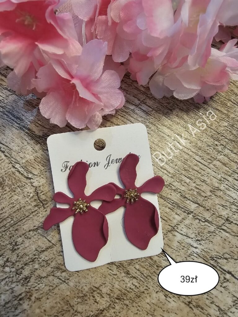 Kolczyki różowe fuksja wkręty