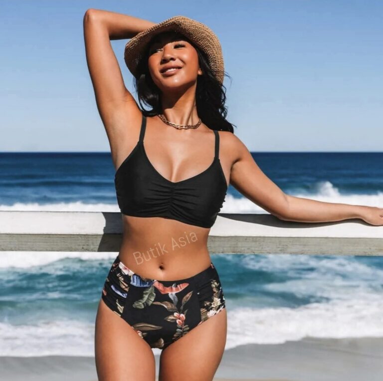 Strój kąpielowy dwuczęściowy 38 czarny wzory