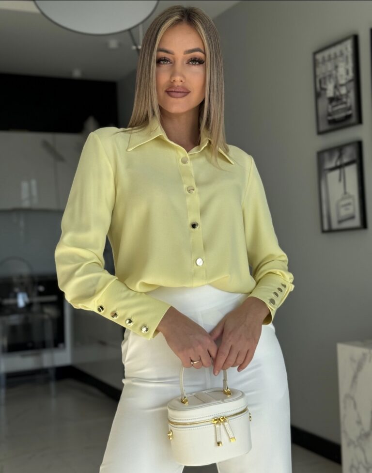 Koszula MARCIA Żółta pastelowa 42/XL złote guziki